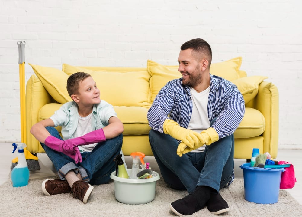 dad and son cleaning example